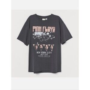 H&M Pink Floyd Graphic Short Sleeve Tee   Gray XS New York Rock Band Music Merch